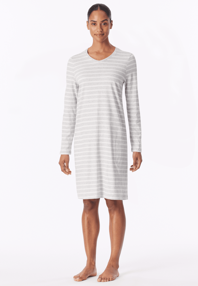 Nachthemd met lange mouwen, gestreept, zilvergrijs gemêleerd - Casual Essentials 42