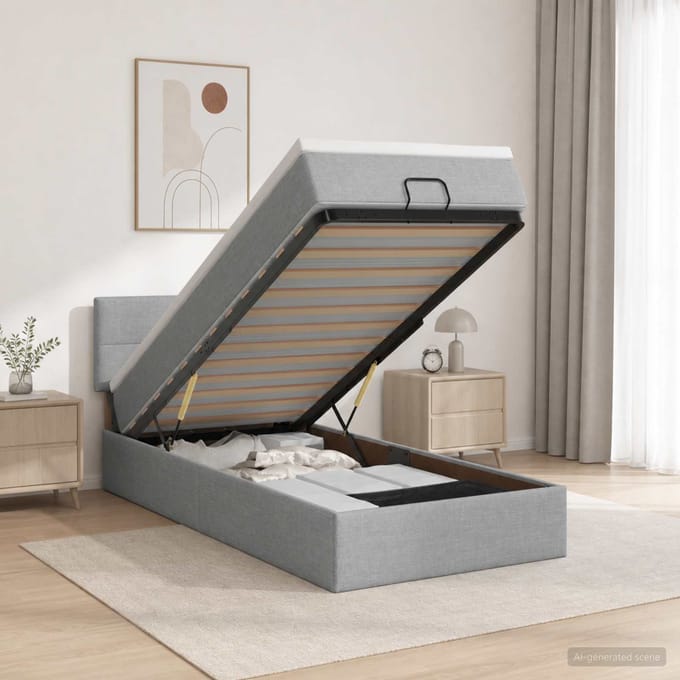 vidaXL - Ottoman - bed - met - matras - Lichtgrijs - 80 - x - 200 - cm - Stof