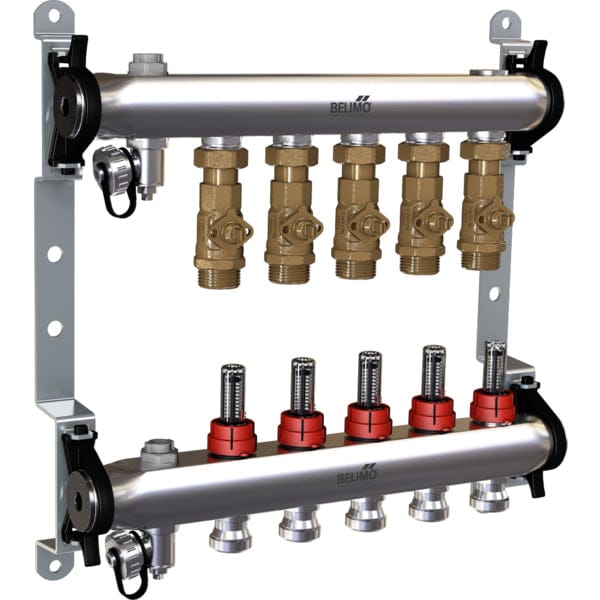 Belimo Manifold 5 X Zonekleppen 24VAC/DC 75s 2-10V 1Nm IP40 EM-ECQ-05F/CQ24A-SR