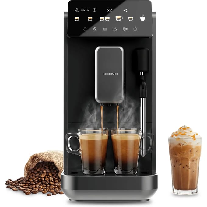Machine à café Expresso broyeur - CECOTEC - CremmaetLungoSteam - 19 bars - 280 g - 2 L - 5 boissons - Noir noir
