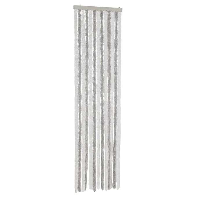 vidaXL - Vliegengordijn - 56x200 - cm - chenille - lichtgrijs - en - wit