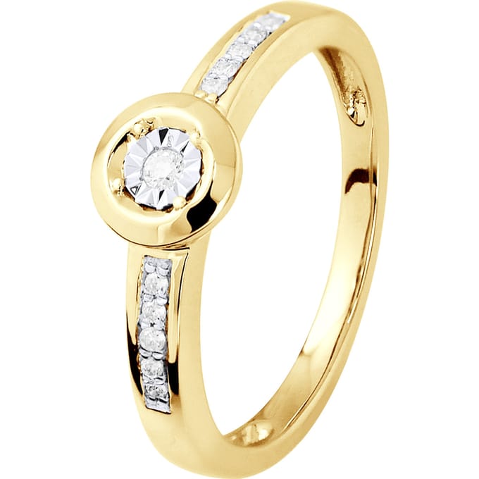 Diamond Solitaire ondersteund 0070 Cts Illusion 1 Ct geel goud
