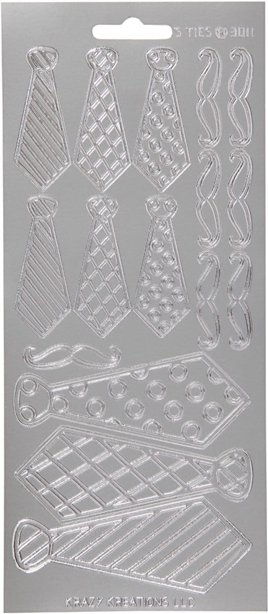 Stickers, stropdassen, vel 10x23 cm, zilver, 1 vel