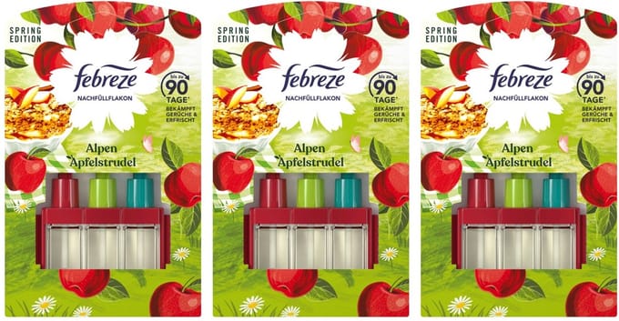 Febreze 3Volution Navullingen - Apple Crumble - 3 x 20 ml Voordeelverpakking - Limited Edition