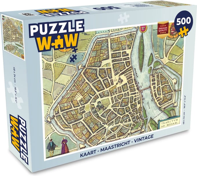 Puzzel Kaart - Maastricht - Vintage - Legpuzzel - Puzzel 500 stukjes