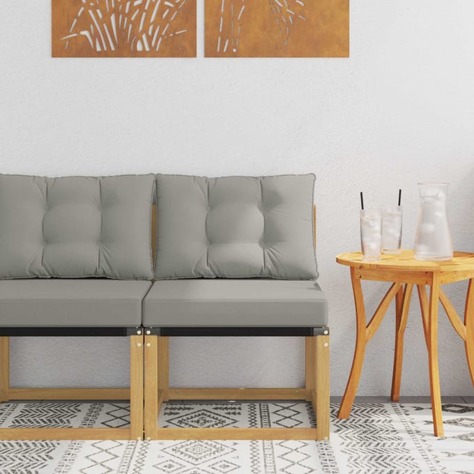 vidaXL - Buiten - Midden - Sofa - Massief - acaciahout - en - Textilene-stof - Wit