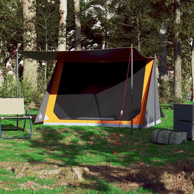 vidaXL - Tent - 2-persoons - waterdicht - grijs - en - oranje