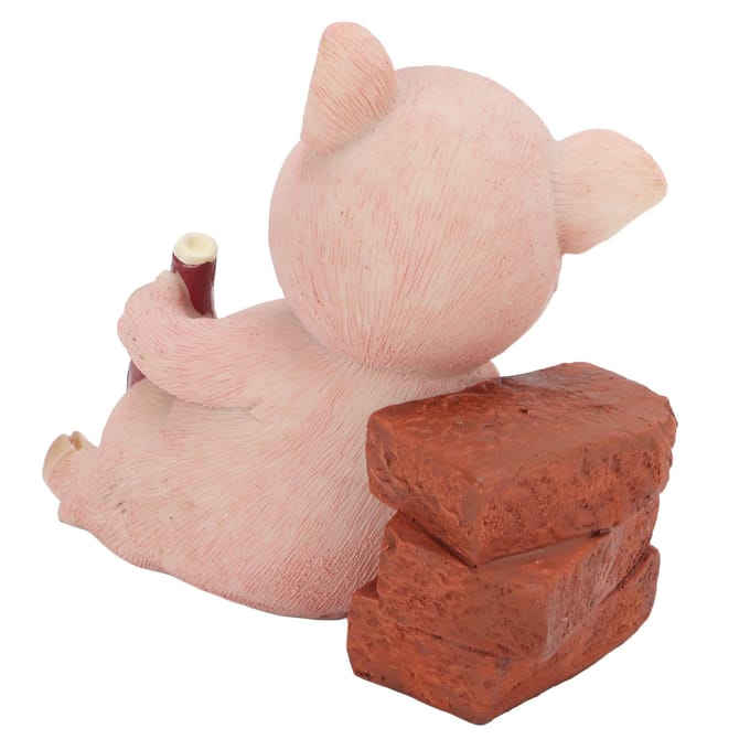 Statue de cochon en résine, style rétro, peinte à la main, figurine décorative mignonne et vive pour l'espace beige