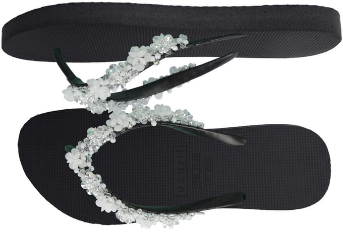 Uzurii Precious Bloom White Dames Slippers Black Maat 39/40