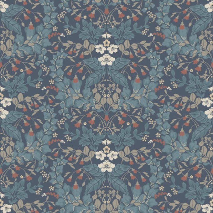 Duro Vliesbehang 429-02 - Linnéa - Botanisch Blauw - 53cm x 10.05m
