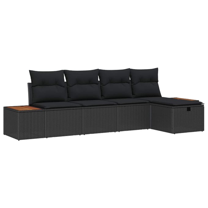 vidaXL - Tuinbank - Set - 6 - st - Zwart - poly - rattan