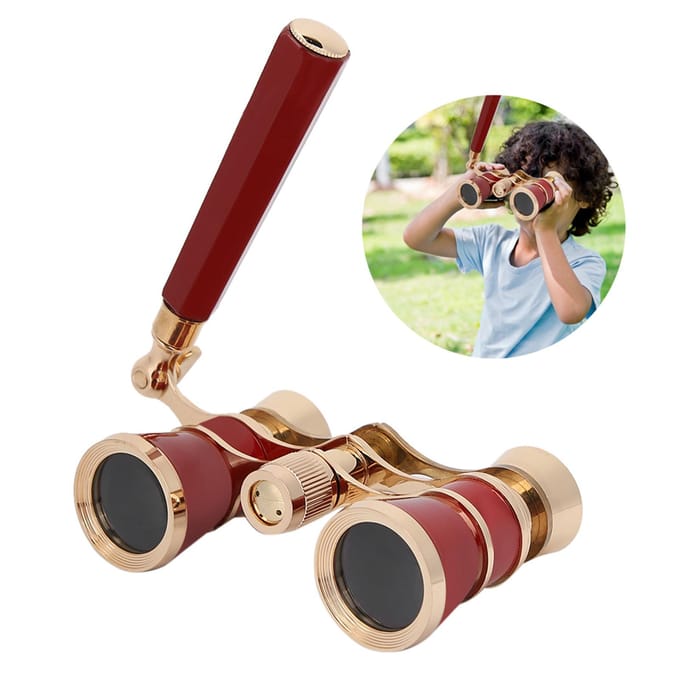 3X25 Opera Verrekijker Telescoop Theater Draagbaar voor Vrouwen Meisjes Kinderen Rood