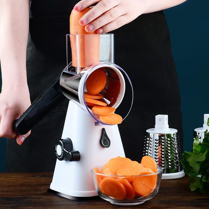 Râpe à légumes manuelle multifonctionnelle à rotation pour la cuisine domestique, outil pour râper, déchiqueter, couper et hacher white