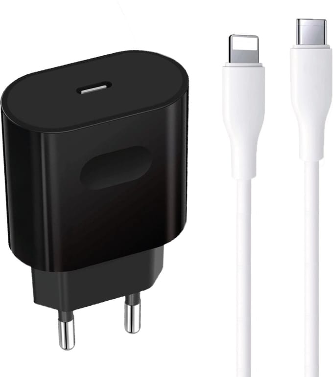 30w usb C oplader geschikt voor iPhone + Lightning kabel 2m - 30w power adapter - Snellader geschikt voor iPhone / iPad - 2 meter