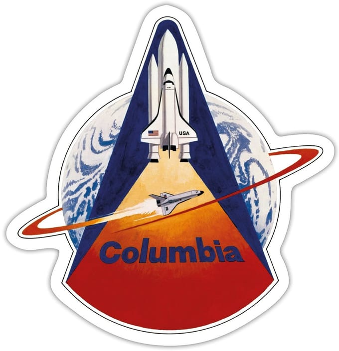NASA Space Shuttle Columbia Sticker maat S (10 x 10 cm)