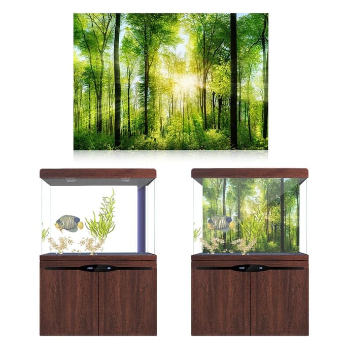 3D Effect Zelfklevende Bosposter voor Aquarium Vissenkom Decoratie 61 x 41cm yellow
