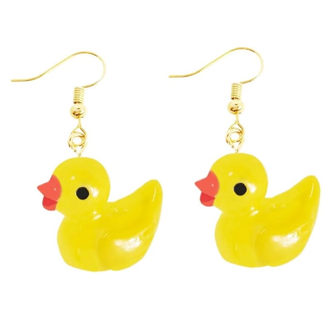 Fako Bijoux® - Oorbellen - Badeendjes - Eendjes - Kunststof - Geel