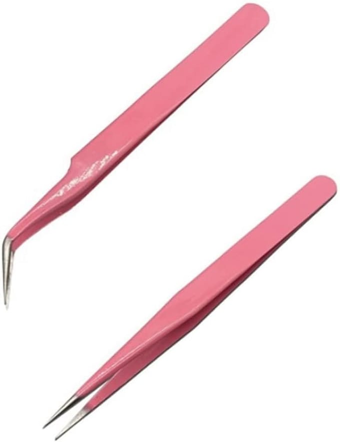 Eyelash Tweezers Set - Professional Stainless Steel Precision Tweezers for Eyelash Extensions