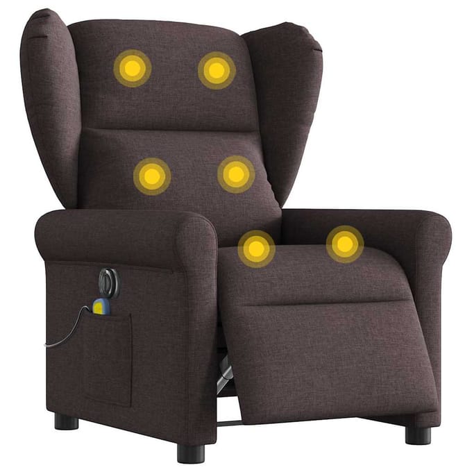 vidaXL - Massagestoel - elektrisch - verstelbaar - stof - donkerbruin