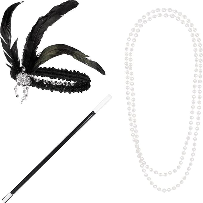 Boland - Set Flapper Zwart - Volwassenen - Unisex - Charleston - 20's - Roaring Twenties