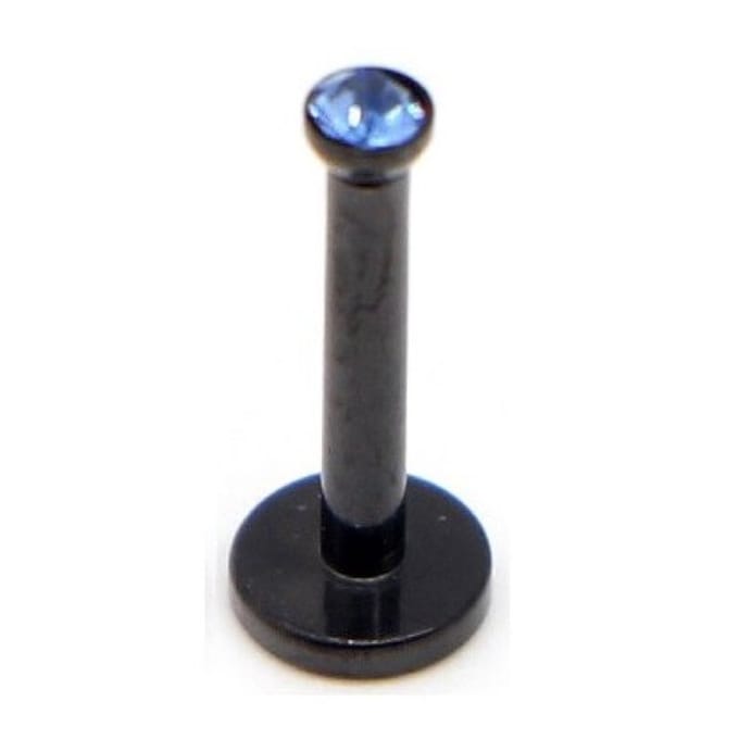 Zwart Met Steen - Tragus / Helix / Labret Piercing