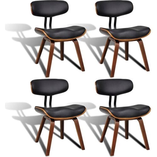 vidaXL - Eetkamerstoelen - 4 - st - gebogen - hout - en - kunstleer