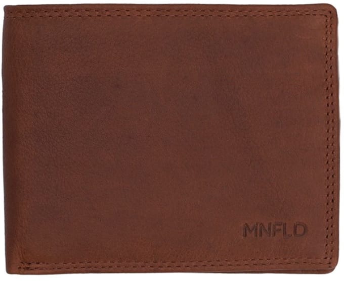Manfield - Heren - Cognac leren portemonnee - Maat 1