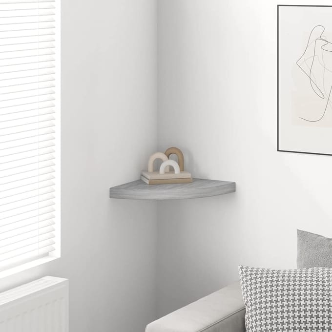 vidaXL - Hoekwandschap - 35x35x3,8 - cm - MDF - betongrijs