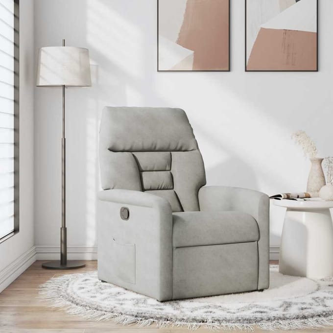 vidaXL - Fauteuil - verstelbaar - microvezelstof - lichtgrijs