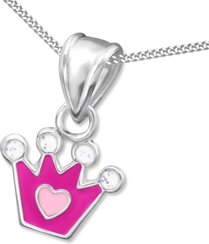 Princess Ketting Aras - 925 Zilver E-Coating - Kroon - 9x8mm - 38cm