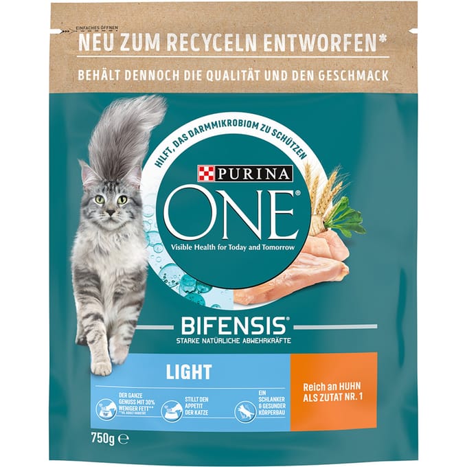 50% korting! 2 x Purina One droogvoer voor katten kleine verpakkingen - Light met Kip (2 x 750 g)