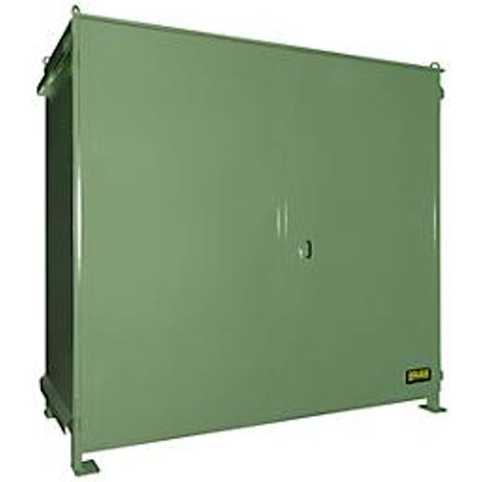 Stellingcontainer BAUER CEN 29-2, staal, dubbele scharnierdeur, B 3175 x D 1500 x H 2980 mm, groen