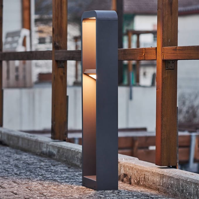 Lindby LED tuinpadverlichting Darko, 80 cm, grijs, metaal, IP54