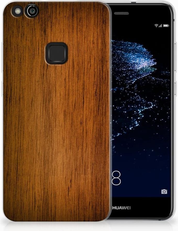 Huawei P10 Lite Bumper Hoesje Donker Hout