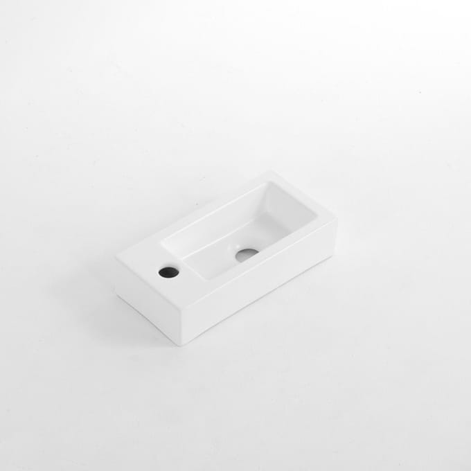 FugaFlow Eccelente Pietra Fontein - 38x18.5x9cm - keramiek - kraangat links - Mat wit