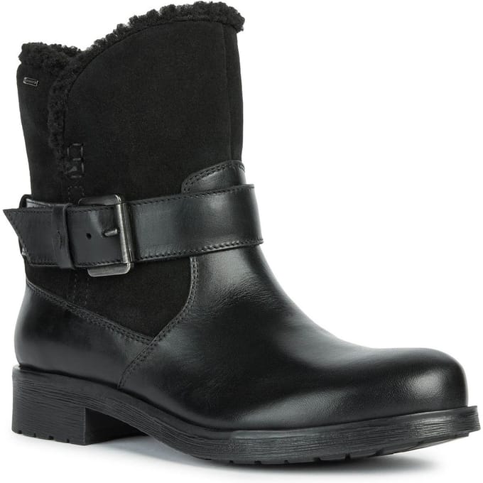 Geox D Rawelle B ABX A Runderleren Dames Zwarte Laarzen.