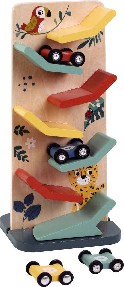 Autobaan - houten speelgoed - 3 autootjes - zig zag - klein model
