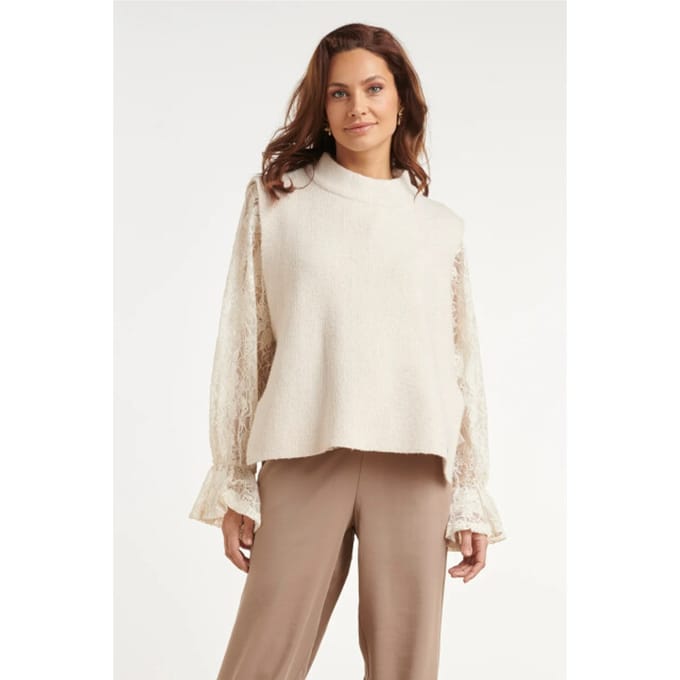 Smashed Lemon Mouwloze gebreide top met strikdetails |