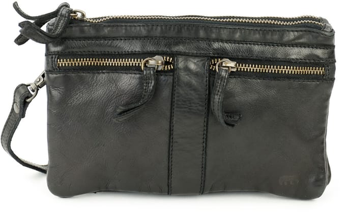 Bear Linda schoudertasje - Zwart – Leren schoudertas / crossbody – Van leer – Het Bear Linda schoudertasje is een klein leren tasje met veel ritsvakjes, handig als je je spullen graag verdeelt