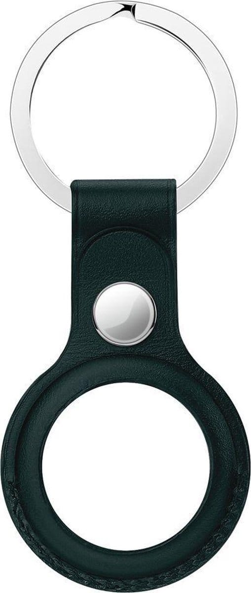 Mobigear Keychain - Apple AirTag Hoesje Echt Leer Sleutelhanger - Groen