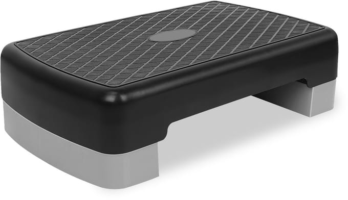 Fitness Step Platform - 45.72 cm - Verstelbare Hoogte 10.16cm-15.24cm - Gemakkelijke Opslag - Grijs