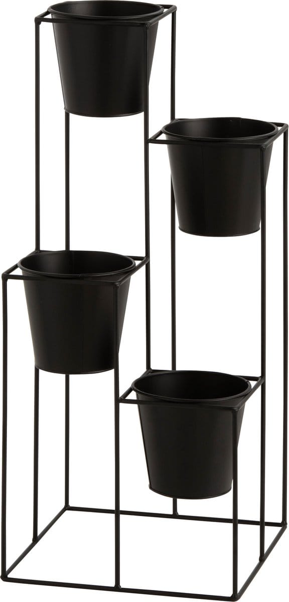 J-Line rek bloempothouder 4 Potten - metaal - zwart - small - Ø 31 cm