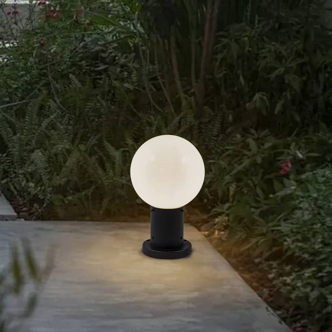 Lindby - Sokkellamp - 1licht - Glas, aluminium - H: 32 cm - E27 - wit, zwart