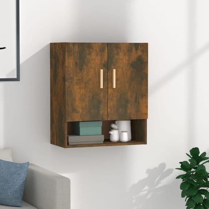 vidaXL - Wandkast - 60x31x70 - cm - bewerkt - hout - gerookt - eikenkleurig