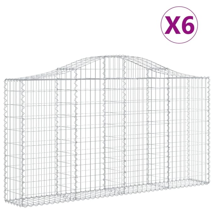 vidaXL - Schanskorven - 6 - st - gewelfd - 200x30x100/120 - cm - ijzer