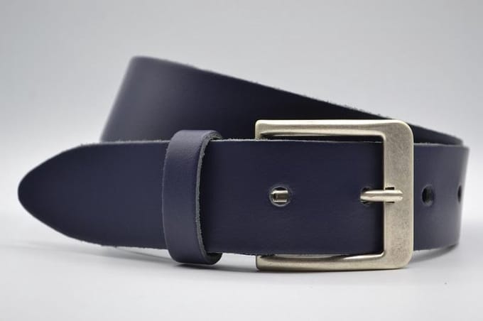 4cm brede marine blauwe echt lederen jeans riem maat 95