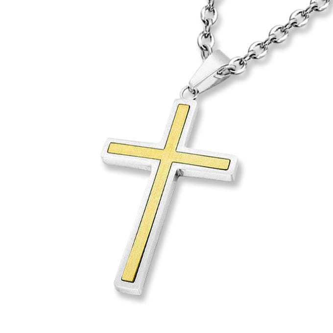 Amanto Ketting Daner - 316L Staal - Kruis - 45x26mm - 60cm