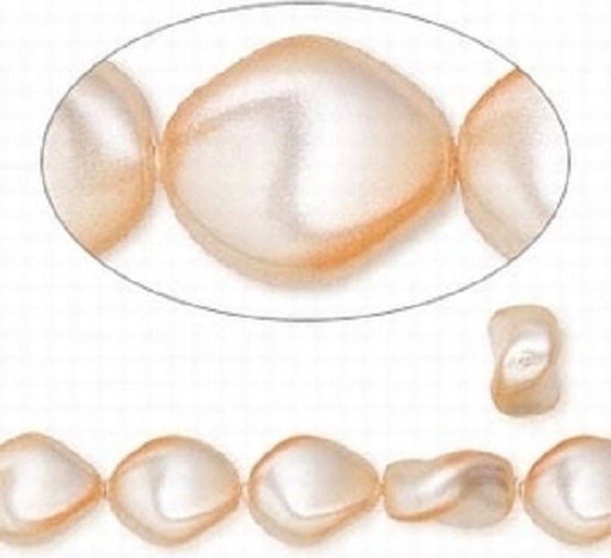 Swarovski Elements, 20 stuks Swarovski curve parels, 9x8mm, peach, 5826