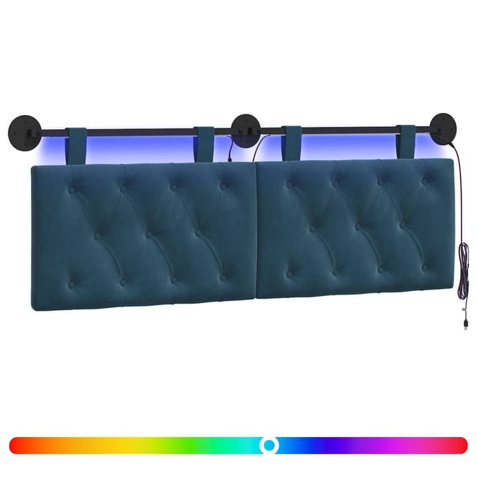 vidaXL - Hangend - hoofdbord - Blauw - Fluweel