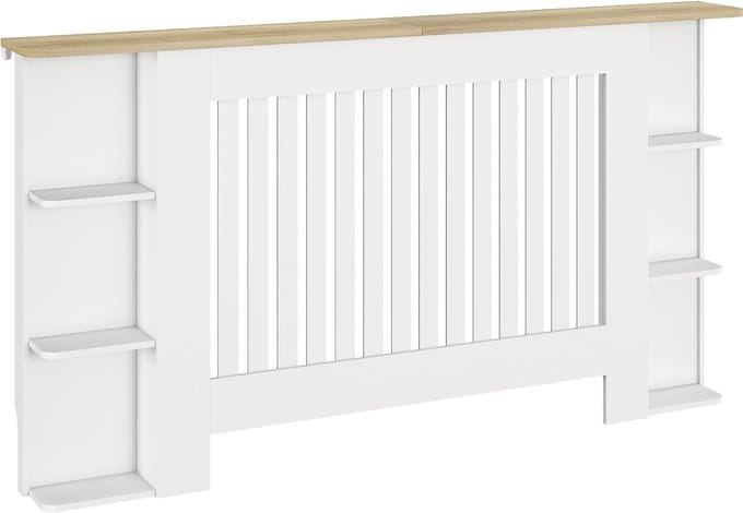 HOMCOM Radiatorbekleding - Spaanplaat, MDF - 152 x 19 x 83 cm - Wit